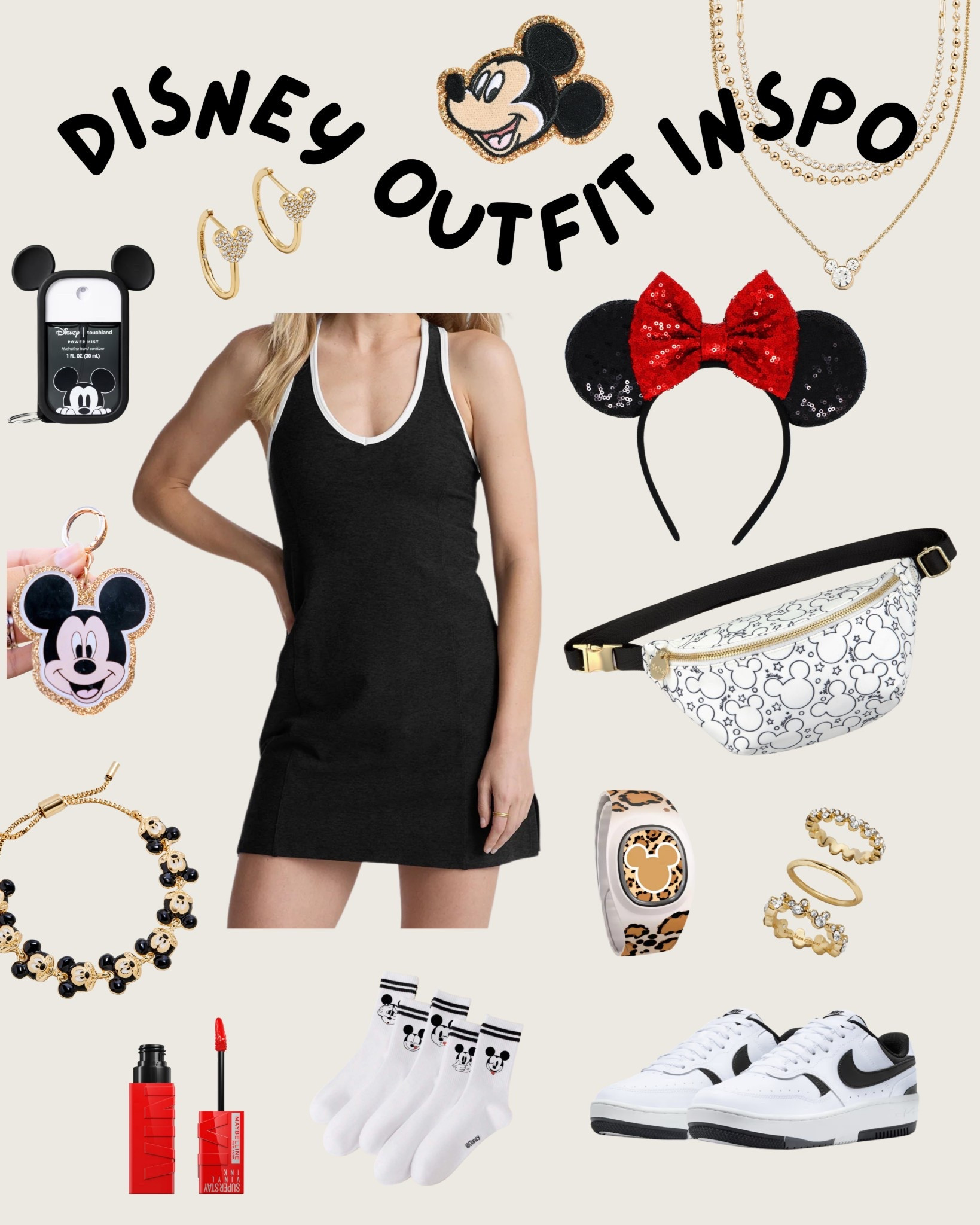 Classic Mickey Mouse–inspired outfit for women! 🖤❤️🤍 This look is all about comfy, cute, and park-ready style—perfect for Disney days, travel outfits, or everyday athleisure with a touch of magic. 

Featuring the iconic red, black, and white color palette, it blends sporty basics with playful accessories for an outfit you can actually walk miles in.

Think breathable athletic pieces, comfy sneakers, hands-free bags, and fun Mickey details that elevate the look without feeling costume-y. Easy to mix, easy to wear, and easy to shop—all linked in one place.✨

You’ll find pieces from favorite shops like Stoney Clover Lane, BaubleBar, Nike, Disney Store, Target, SHEIN, Ulta (Touchland), Beyond Yoga, and Etsy—perfect for building a full Disney park outfit or recreating the vibe with what you already own.

Ideal for: • Disney park outfits for women • Mickey-inspired style • Theme park athleisure • Travel day outfits • Casual Disney looks
❤️
#MickeyInspired #DisneyOutfitIdeas #DisneyStyle #LTKDisney #WhatToWearToDisney #DisneyParksFashion #ComfyAndCute #AthleisureOutfit #ParkDayStyle #DisneyCreator #ShopMyLook #DisneyBound #WomensTravelOutfit #EverydayMagic

#LTKTravel #LTKActive