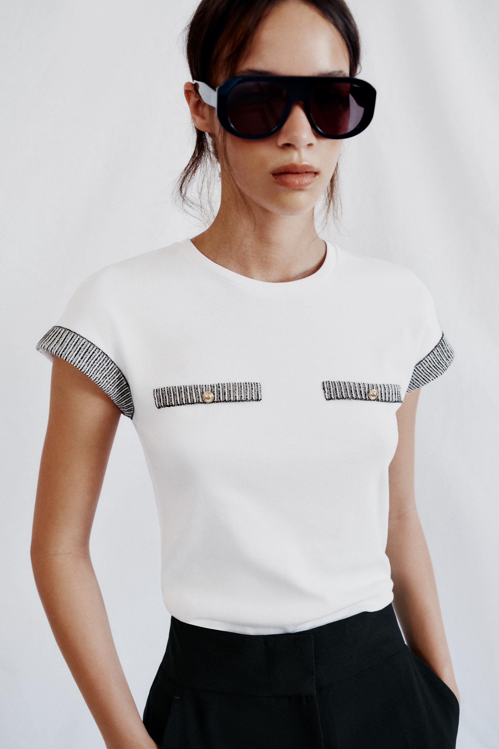 Model height: 181 cmSLIM FIT - ROUND NECK - SHORT SLEEVET-shirt crafted in a cotton blend. Featur... | Zara UK
