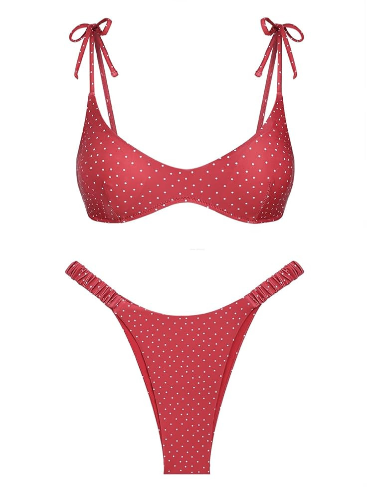 seamoly Tie Side Floral Smocked Shirred Triangle Bikini Set | Amazon (CA)