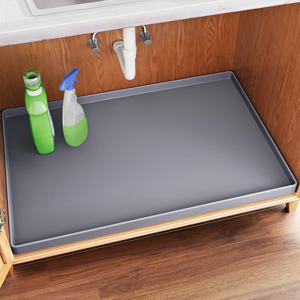 FLATO Waterproof Under Sink Mat 34" x 22" Shelf Liner for Kitchen and Bathroom, Cabinet Protector... | Amazon (US)