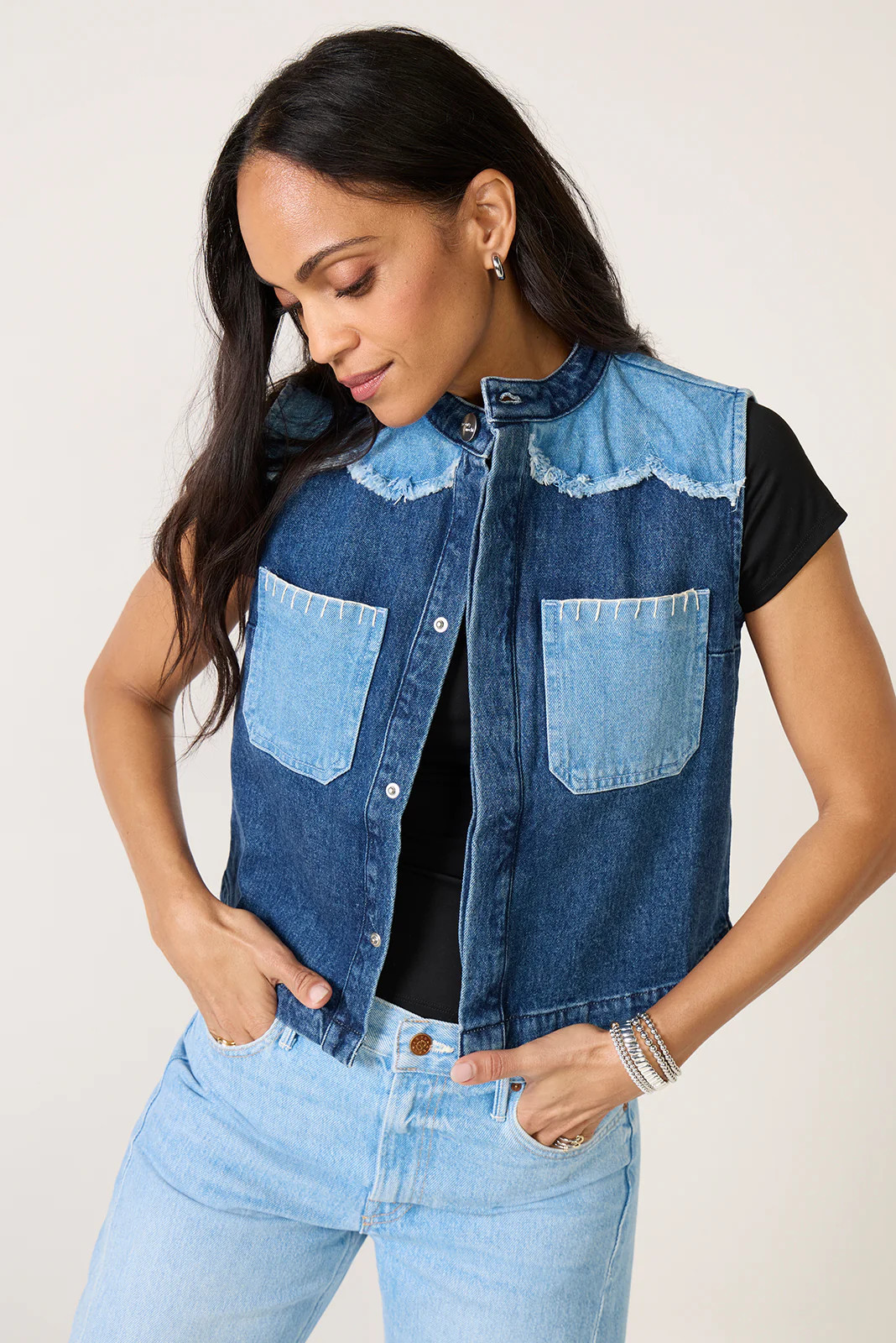 SEVENTY + MOCHI Women's Ari Vest, Size XS, Blue | Evereve