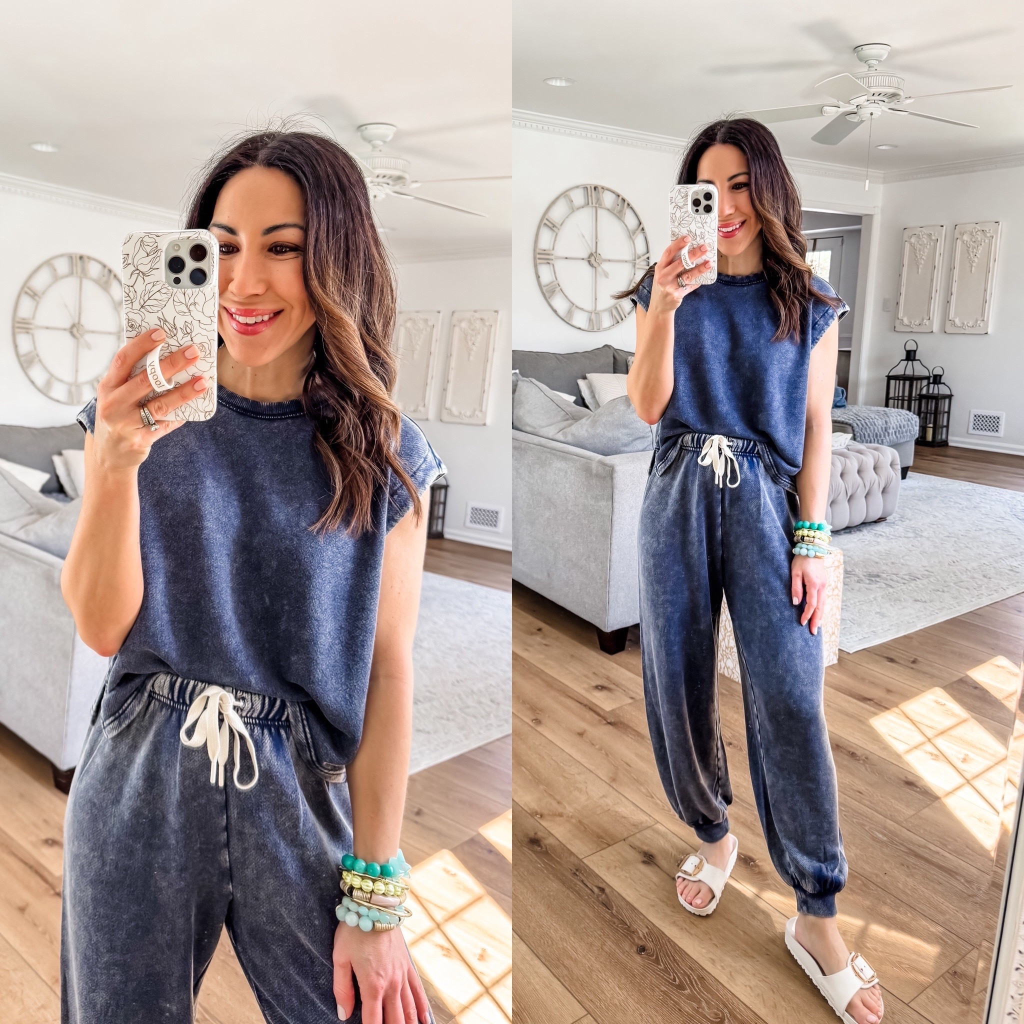 Jewelry code HOUSEOFLEO20. Wide leg pants small short joggers, XS short. Graphic sweatshirt XS. Crewneck small. Tank Xs. Sandals TTS. Sneaker size down. 





#LTKSaleAlert #LTKOver40 #LTKPetite
