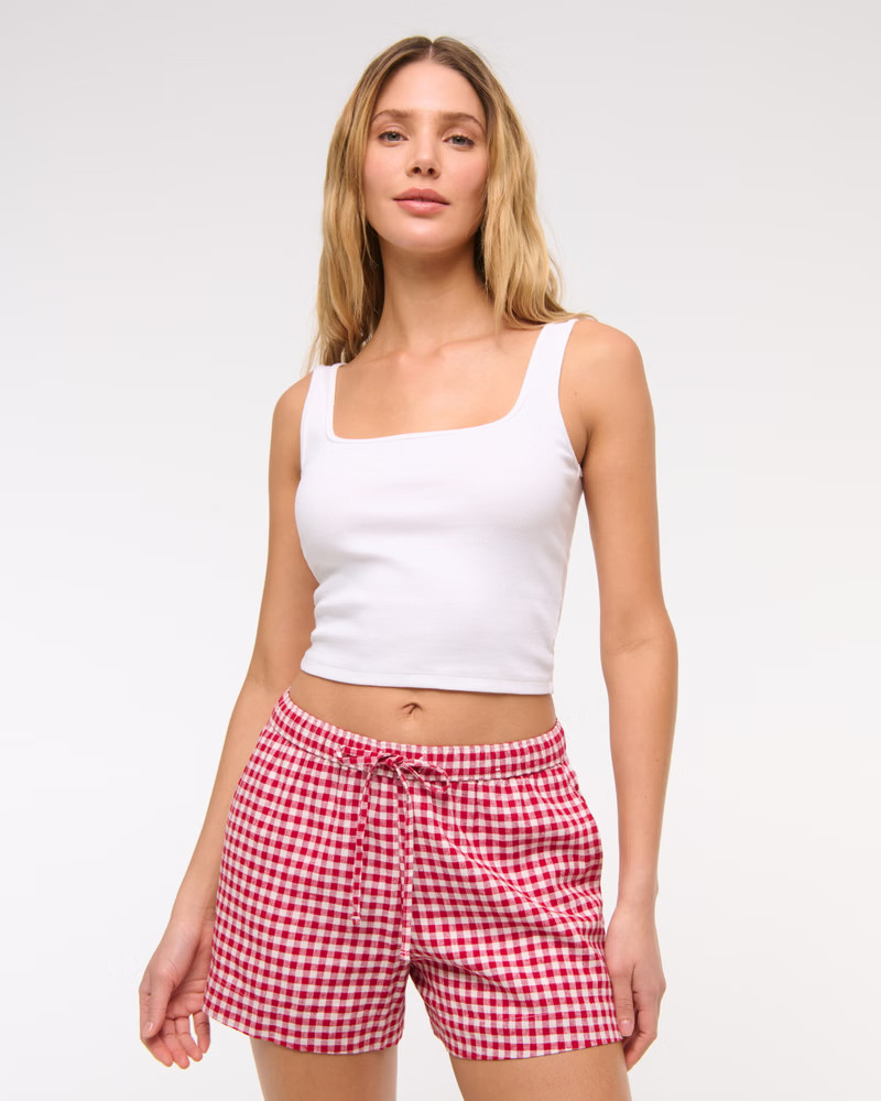 Women's Linen-Blend Pull-On Short | Women's Bottoms | Abercrombie.com | Abercrombie & Fitch (US)