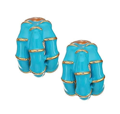 Kenneth Jay Lane Triple Bamboo Hoop Clip Earrings (Turquoise) | Amazon (US)
