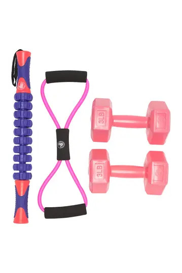 Massage Roller, Handled Resistant Band, & 3 lb. Dumbbell 4-Piece Bundle | Nordstrom Rack