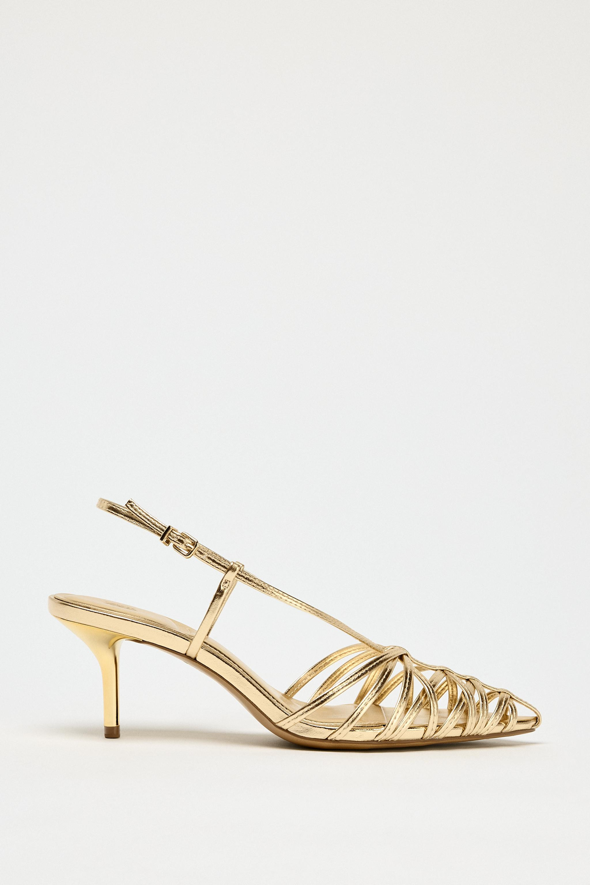 METALLIC EFFECT HEELED SLINGBACKS | Zara US
