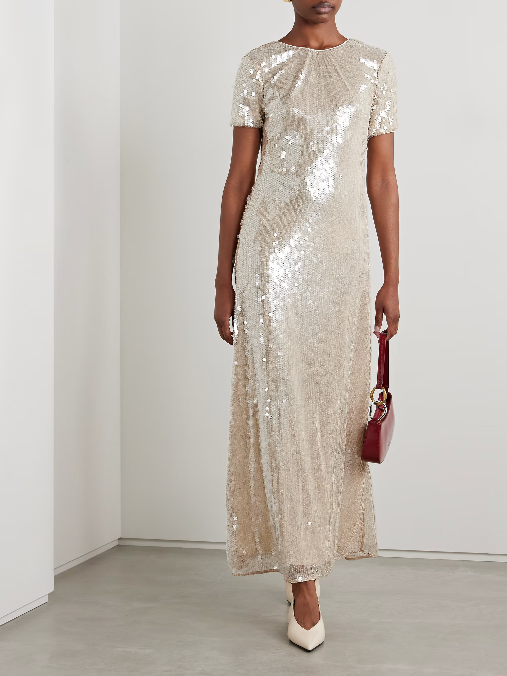Safi gathered sequined tulle maxi dress | NET-A-PORTER (US)