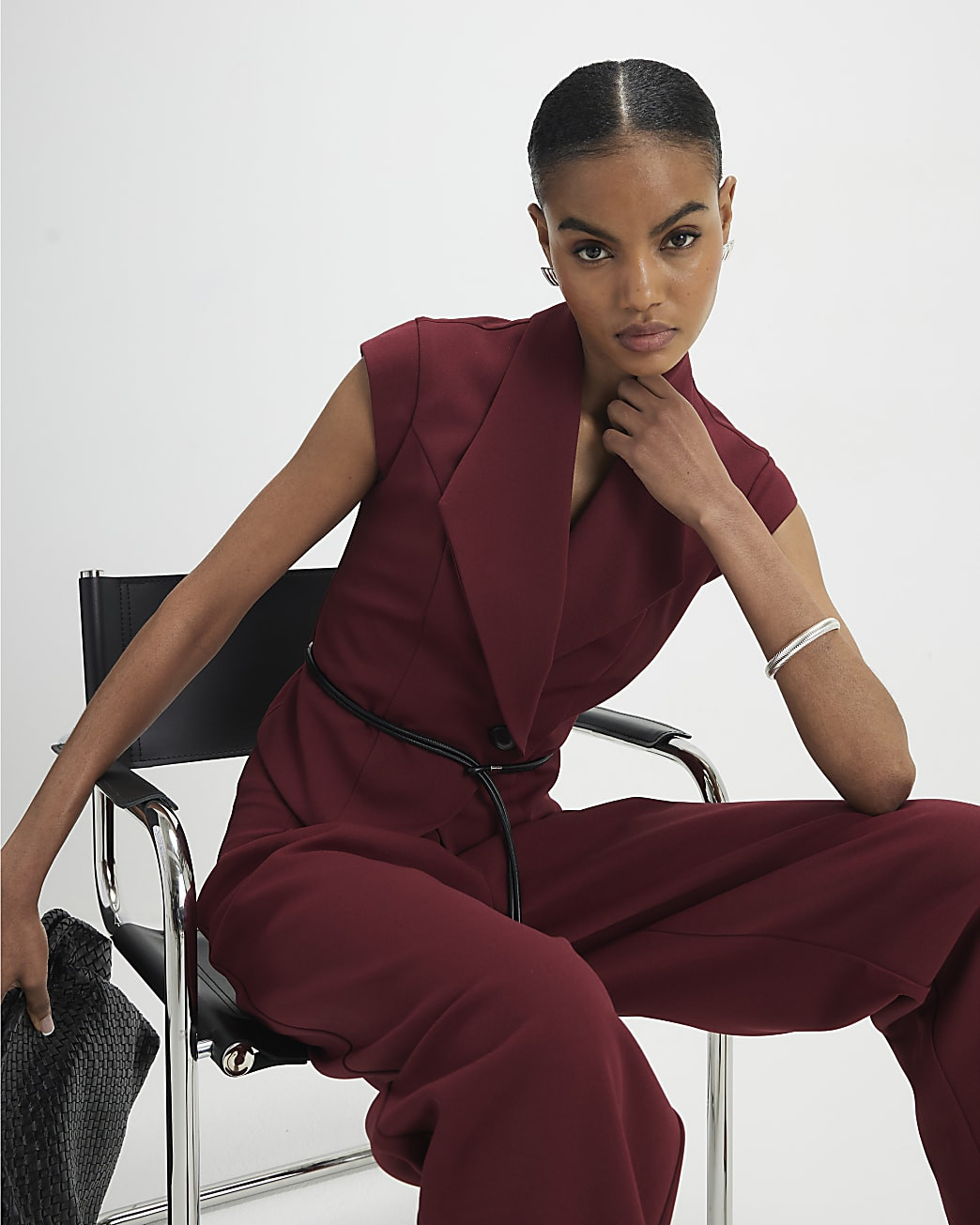 Red Sleeveless Belted Waistcoat | River Island UK & IE