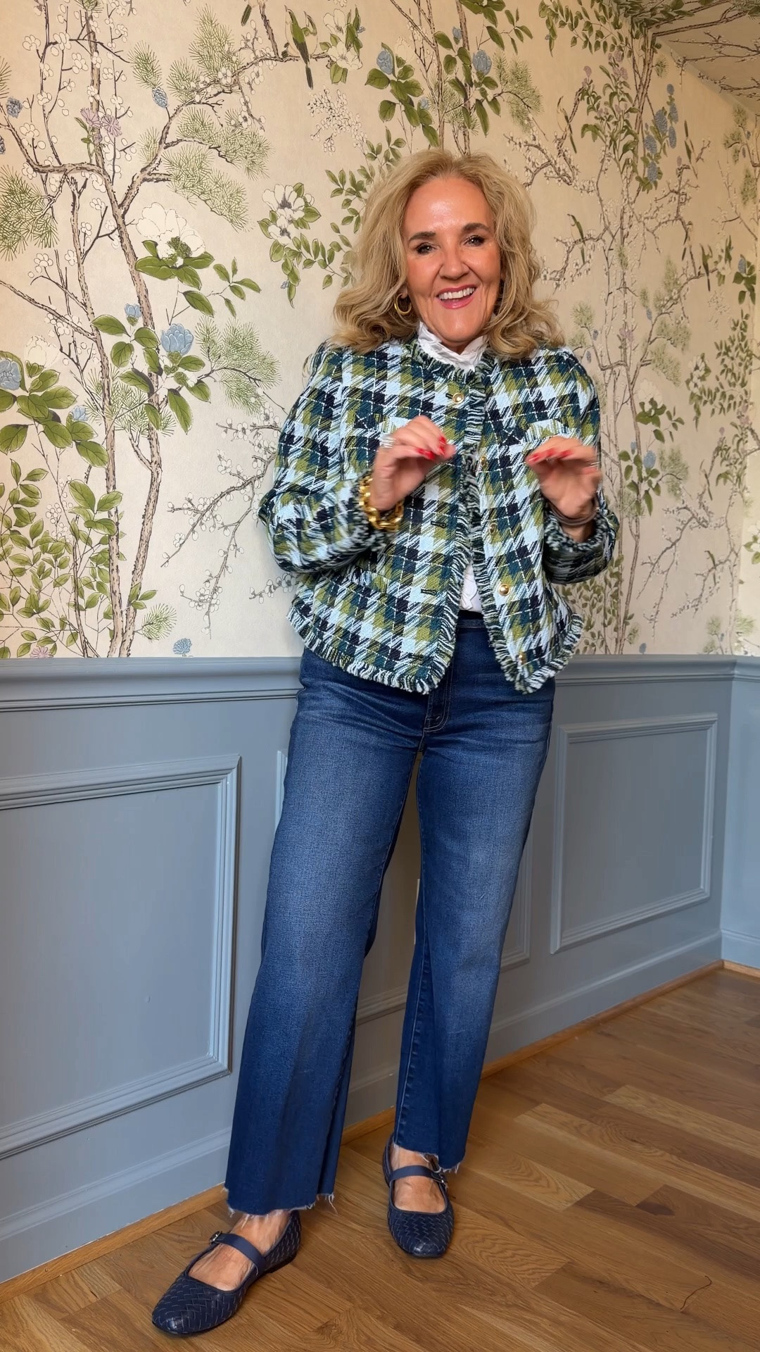 Brown Sweater is Walmart sized up to a medium. The other Walmart jackets/sweaters that I’m linking, I’m wearing a medium and that worked great. 
Blouse size medium there’s a denim top as well. Check it out to see if your size is available.
Jeans are mother, jeans, and part of the premium denim sale that ends tonight at Anthropologie
I wear a 29 and these were a regular ankle length and I did need to cut them.
The current wash is a little bit different, but the silhouette is the same with the straight leg

#LTKOver40 #LTKootd #LTKPetite

#LTKSeasonal

#LTKWorkwear