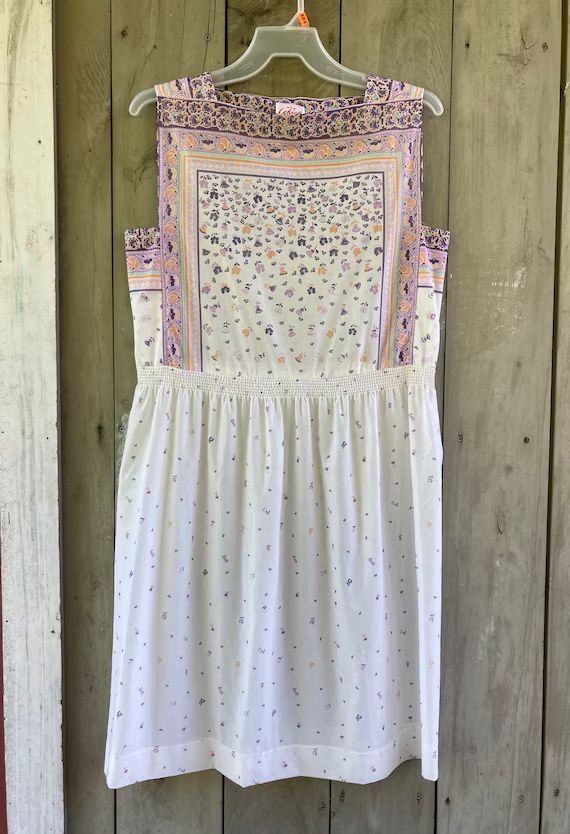 Vintage dress | 1960s border print dress, Lehigh dress, vintage sundress, vintage sleeveless dres... | Etsy (US)