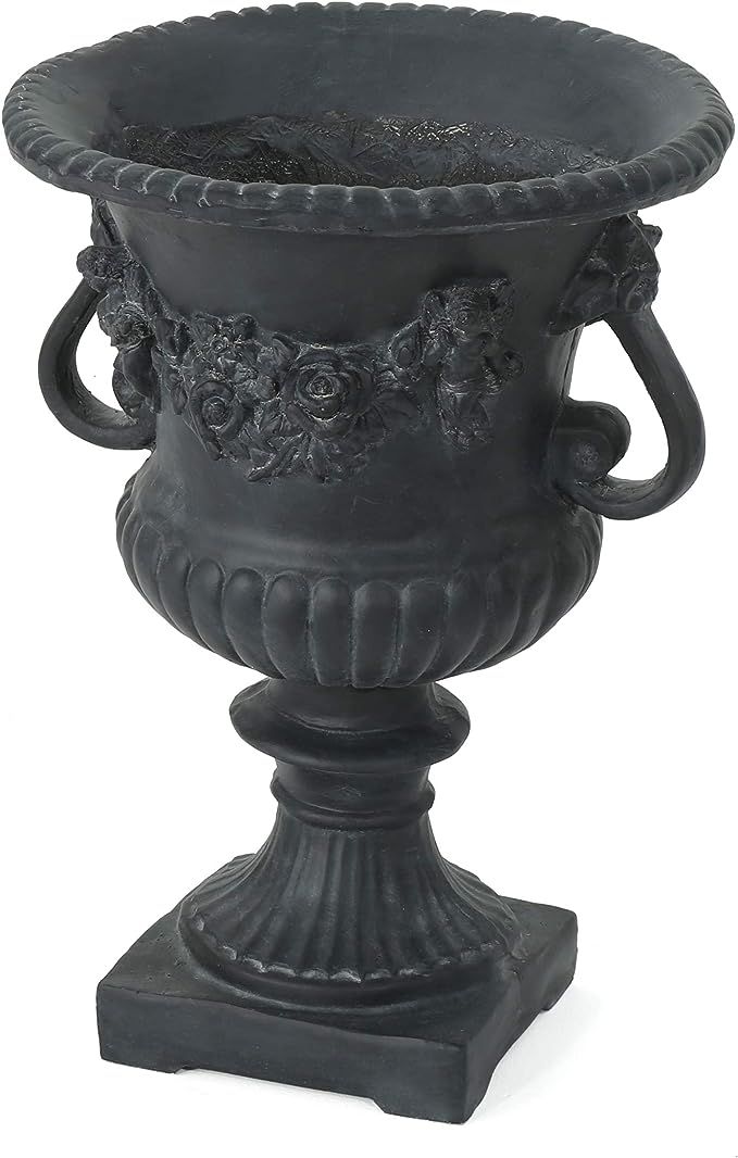 Christopher Knight Home Buena Outdoor 24" Cast Stone Urn, Antique Black | Amazon (US)