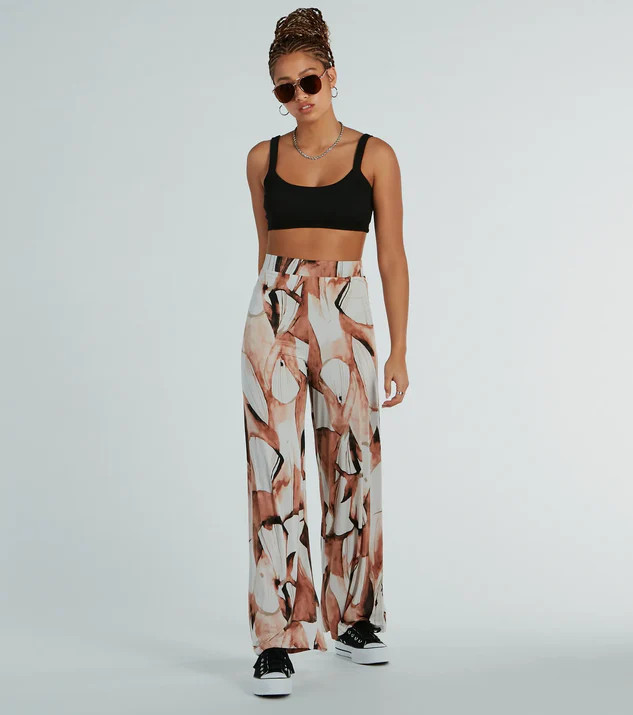 Like A Work Of Art Abstract Wide Leg Palazzo Pants | Windsor Stores