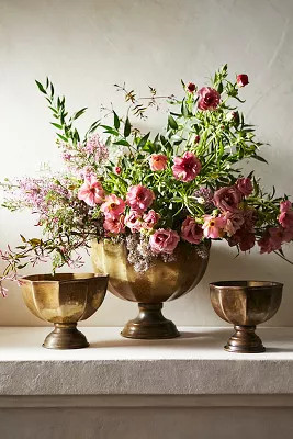 Antiqued Iron Bowl Vases, Set of 3 | Anthropologie (US)