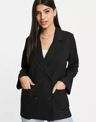 Monki double breasted relaxed blazer in black - part of a set | ASOS (Global)