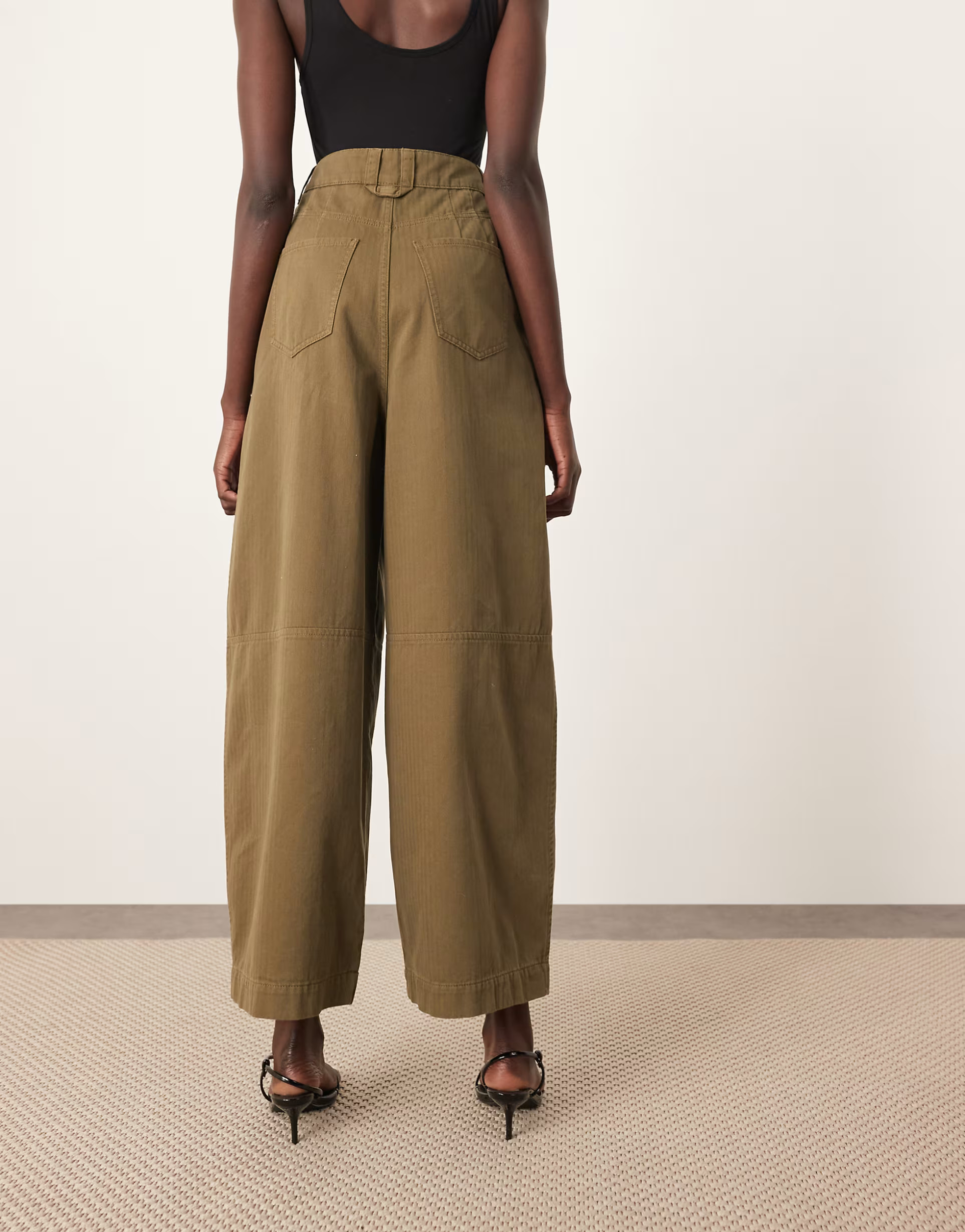 ARRANGE Remi casual twill barrel pants in olive green | ASOS (Global)