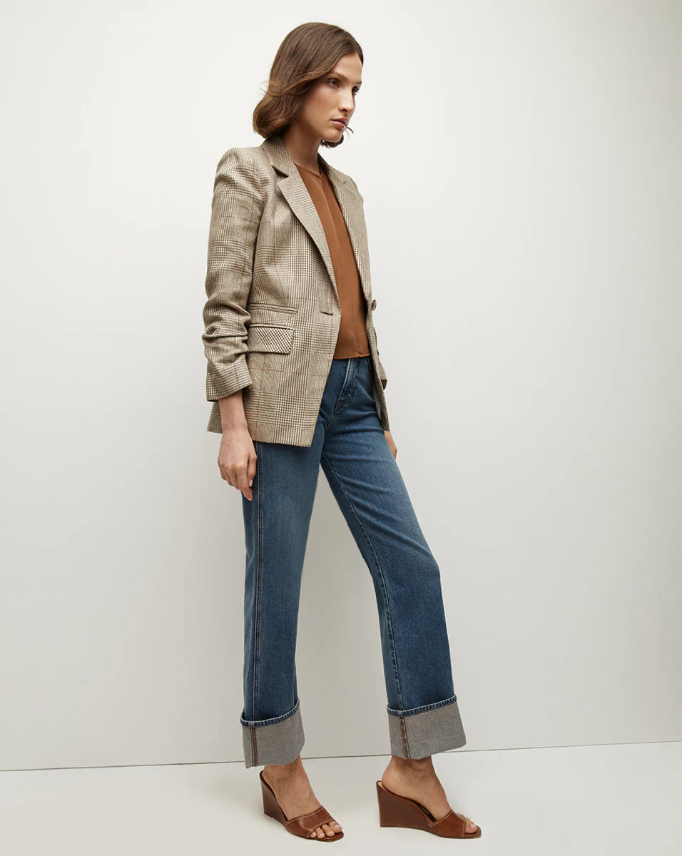 Battista Plaid Dickey Jacket in Ecru/Ochre | Veronica Beard | Veronica Beard