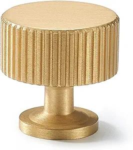 Solid Brass Cabinet Knobs - 5 Pack Brushed Gold Handles(1-1/8x1-1/8inch/28x28mm) Modern Hardware ... | Amazon (US)
