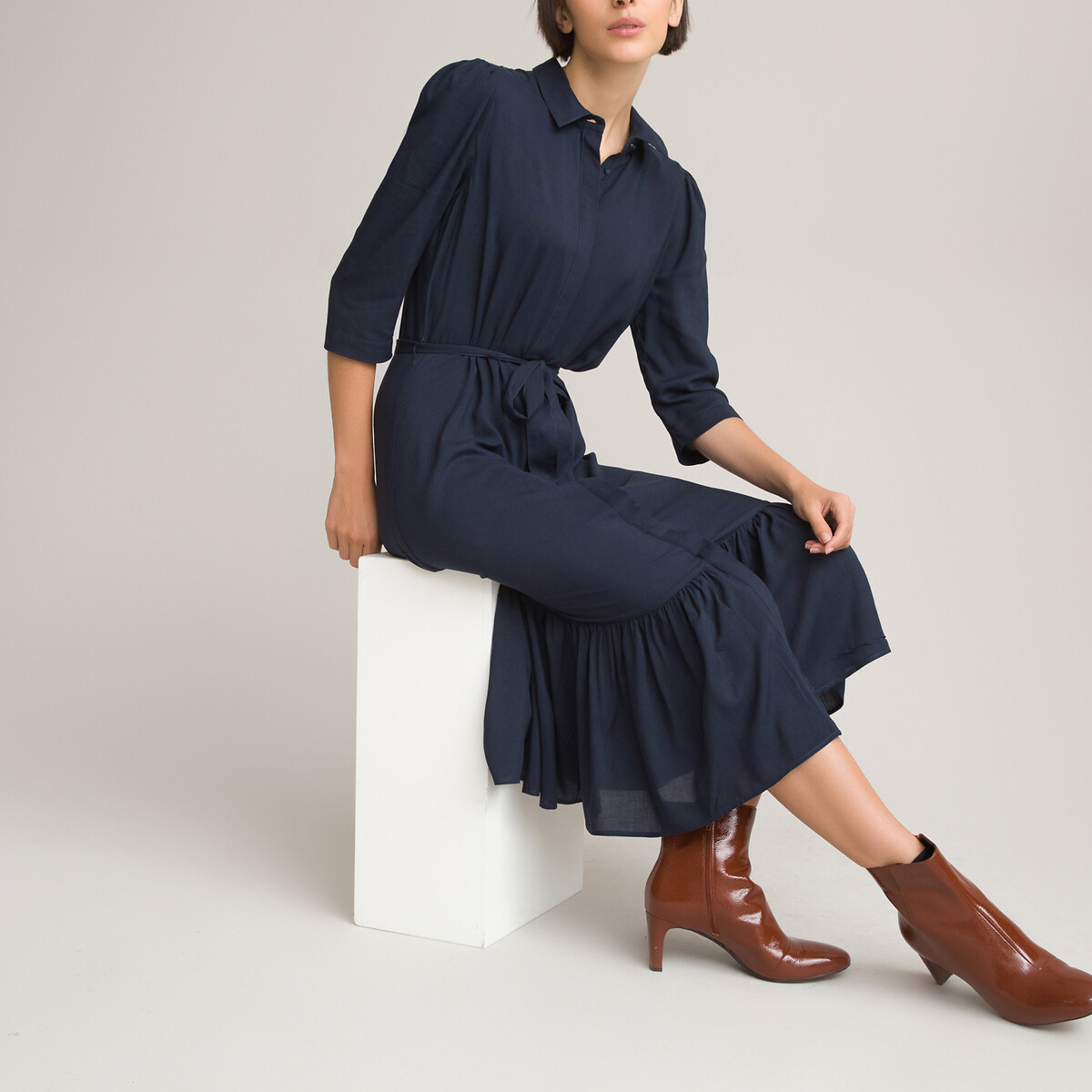 Tiered Maxi Shirt Dress | La Redoute (UK)