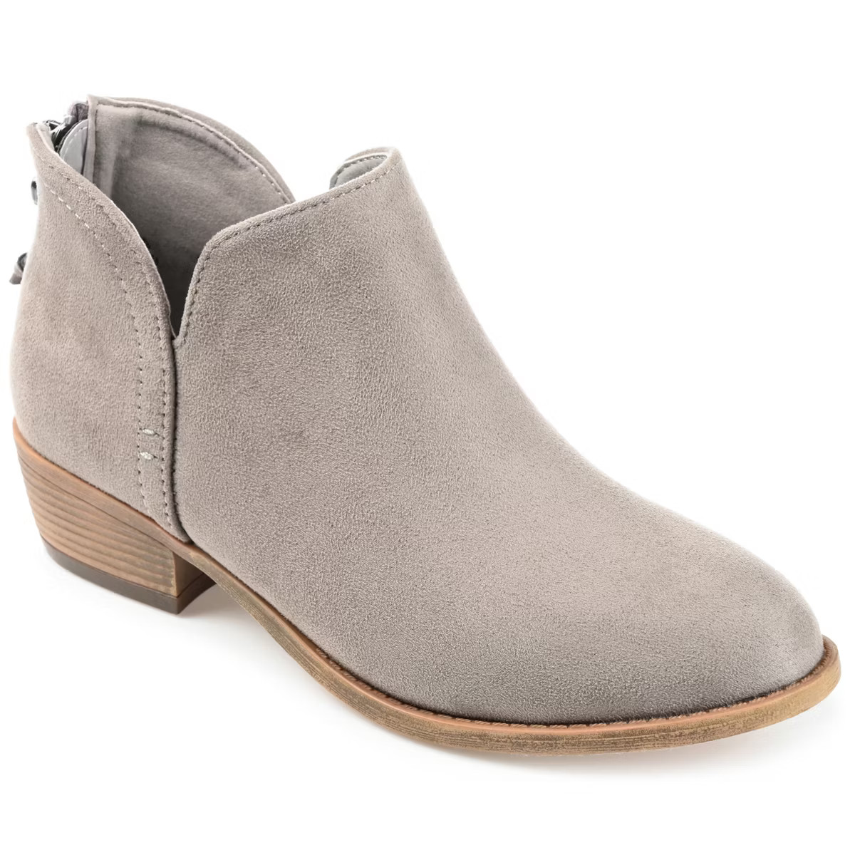 Journee Collection Womens Livvy Back Heel Zip Stacked Heel Booties | Target