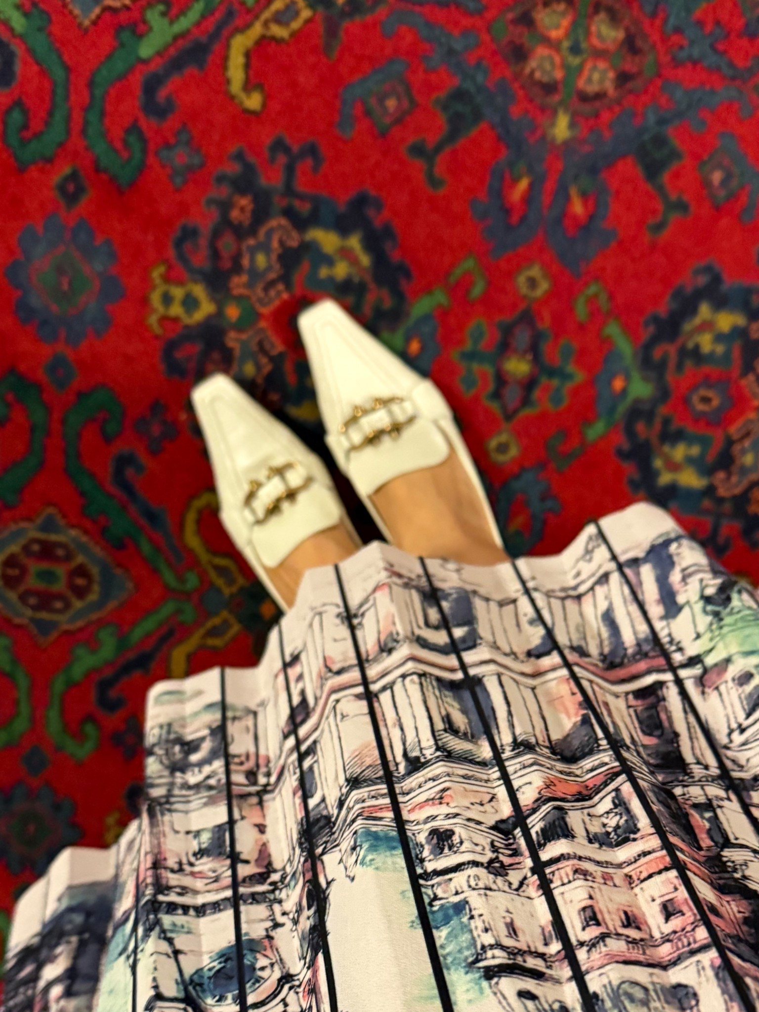 Sorry about the blurry photo of the shoes of the day, but wanted to share them. They’re selling out, are gorgeous, comfy and TTS! I recommend breaking them in before wearing out. Leather and only $35! Also come in black! 