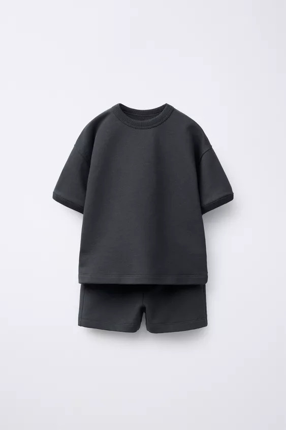 LABEL JOGGING T-SHIRT AND BERMUDA SHORTS SET | Zara US