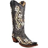 Corral Women's Circle G L5175 Multi-Colored Embroidered Leather Cowgirl Boots, Black, 11 Medium | Amazon (US)