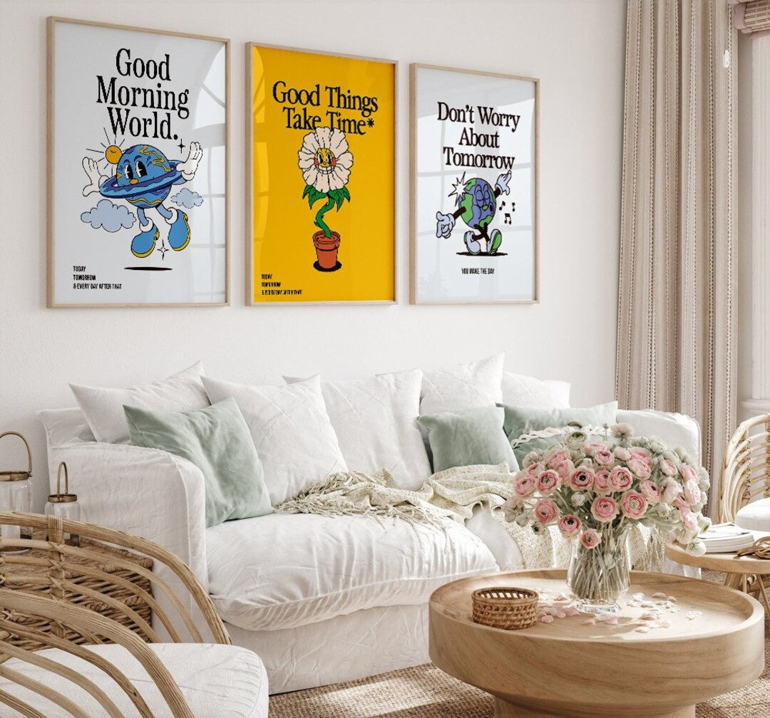 Set of 3 Digital Print, Retro Quote Wall Print, Retro Poster Print Set of 3, Digital Download Wal... | Etsy (US)