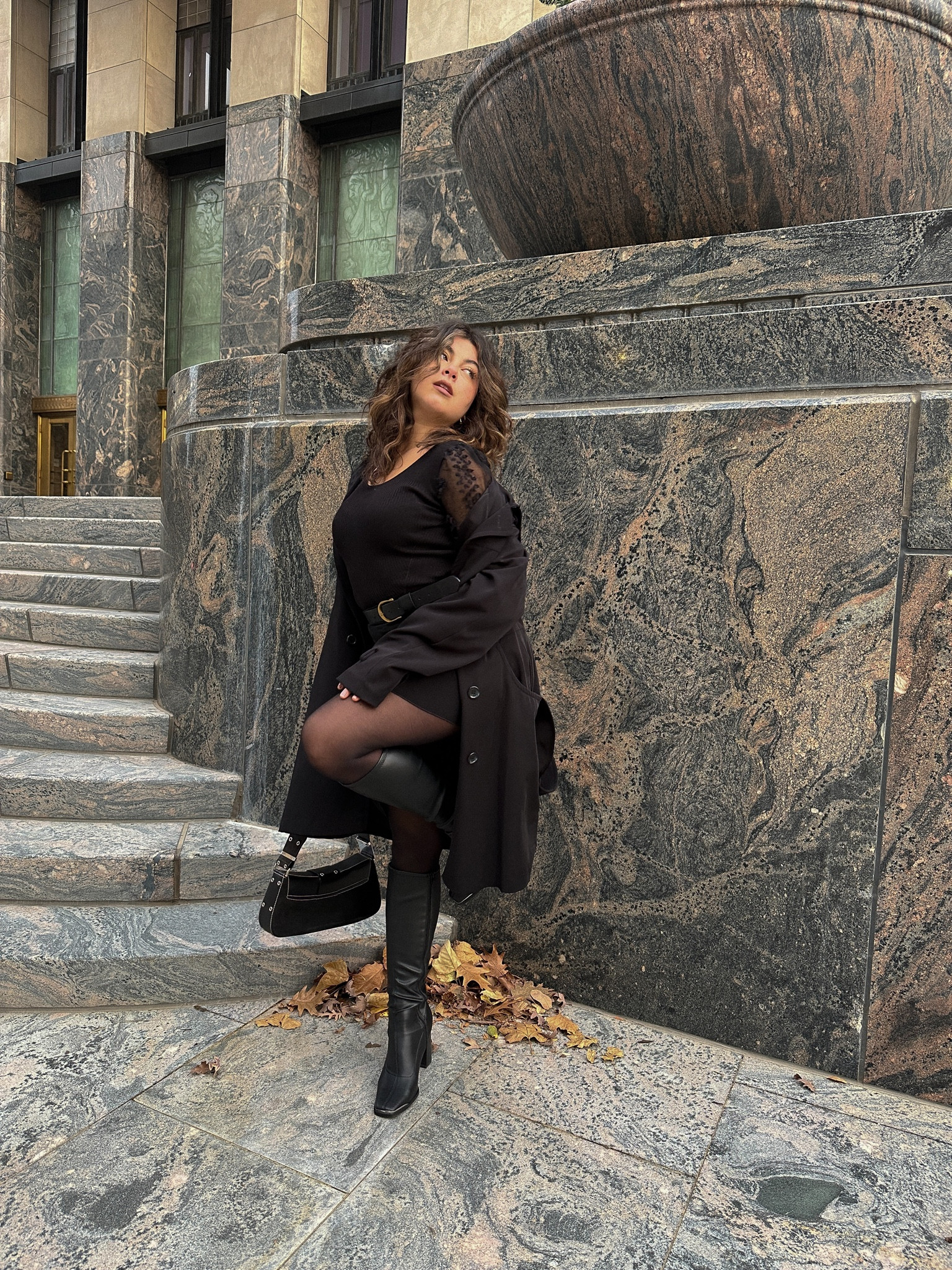 Knee high boots outfit, trench coat outfit, black dress outfit, black purse outfit 

#LTKshoecrush #LTKbeauty #LTKHoliday