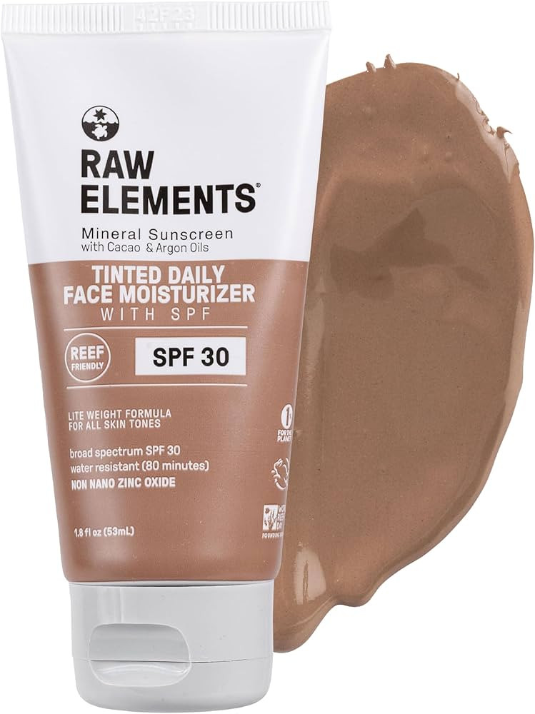 Raw Elements Tinted Daily Face Moisturizer All-Natural Mineral Sunscreen | Non-Nano Zinc Oxide, 9... | Amazon (US)