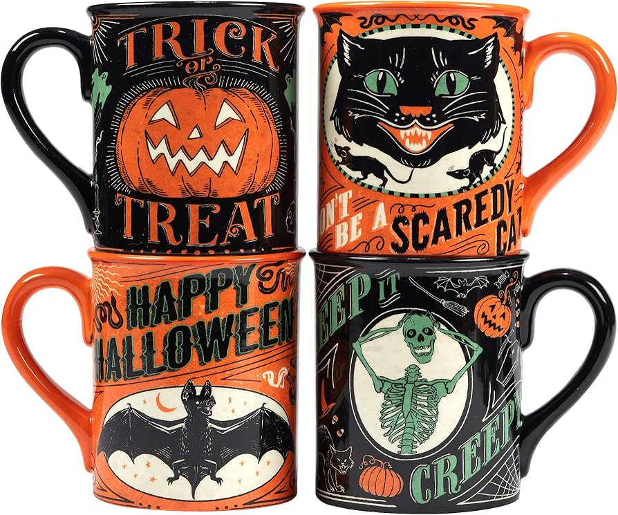Certified International Scaredy Cat 18 oz. Mugs, Set of 4 Assorted Designs | Amazon (US)