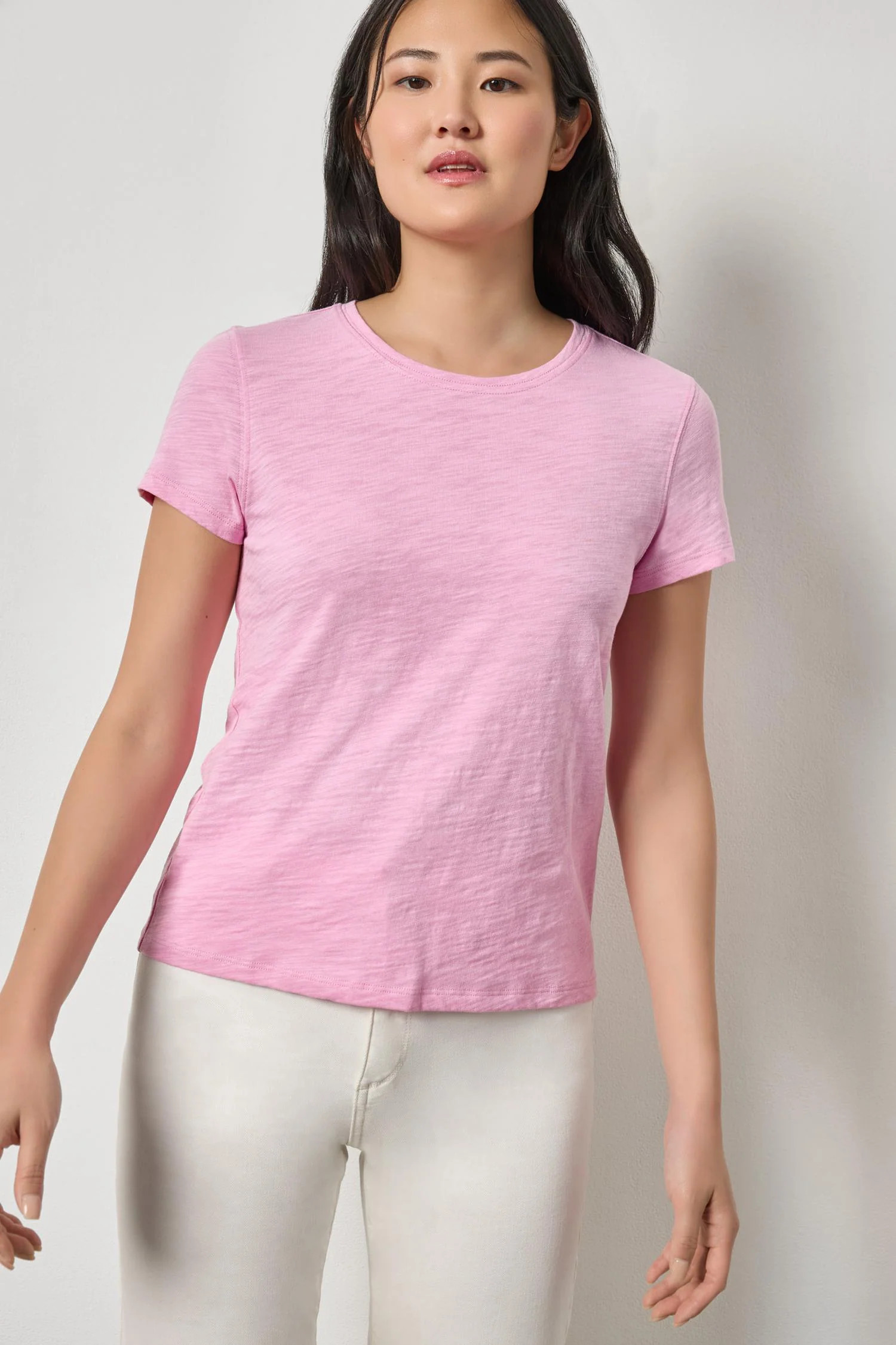 Short Sleeve Back Seam Crewneck | Lilla P