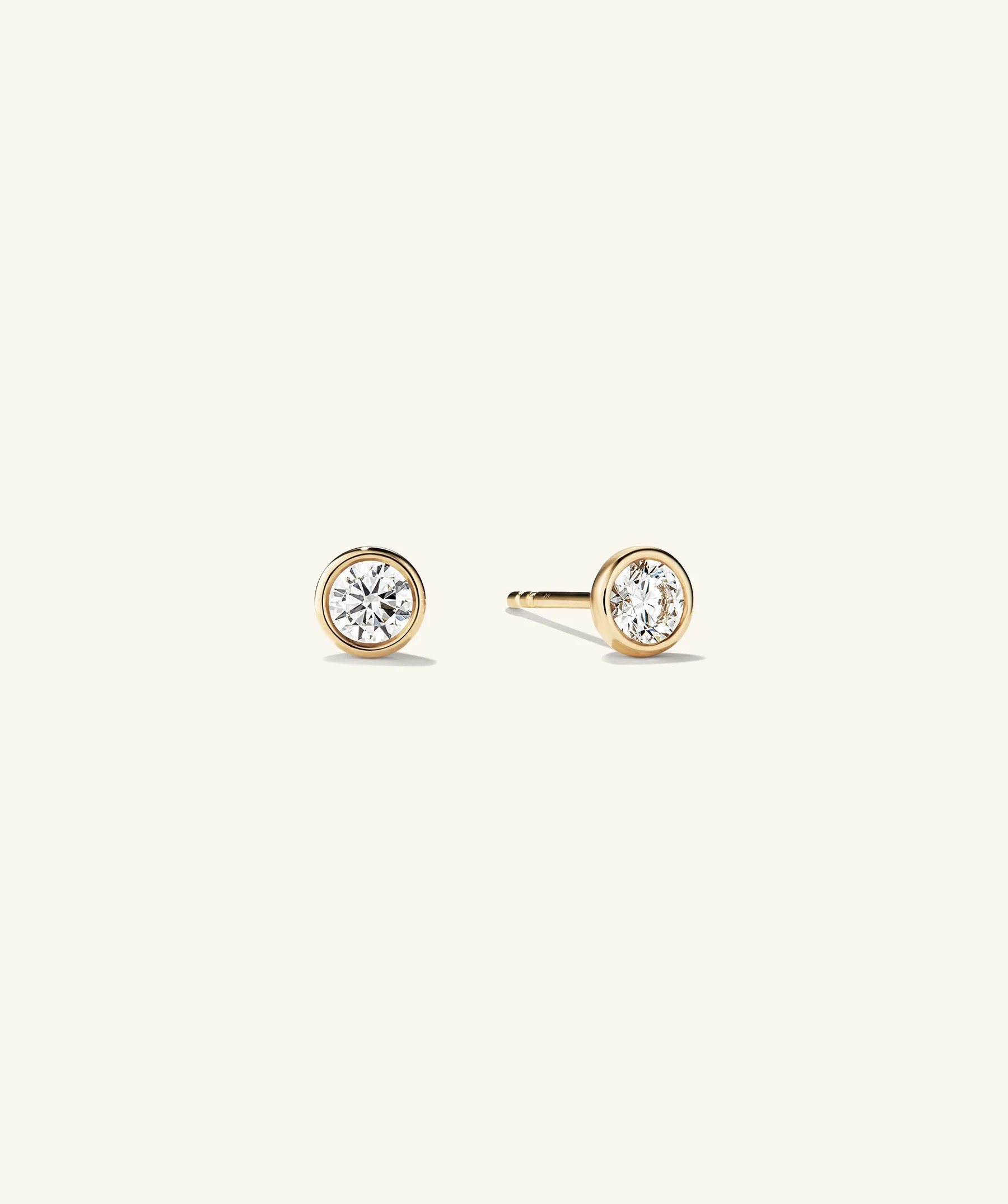 Bezel Round Lab Grown Diamond Studs 0.5 ct | Mejuri Fine Crew