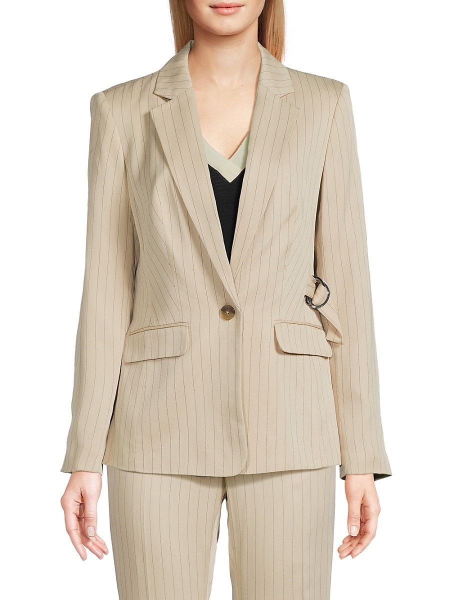 Dkny Women's Pinstripe Blazer - Khaki Black Stripe - Size 12 | Saks Fifth Avenue OFF 5TH