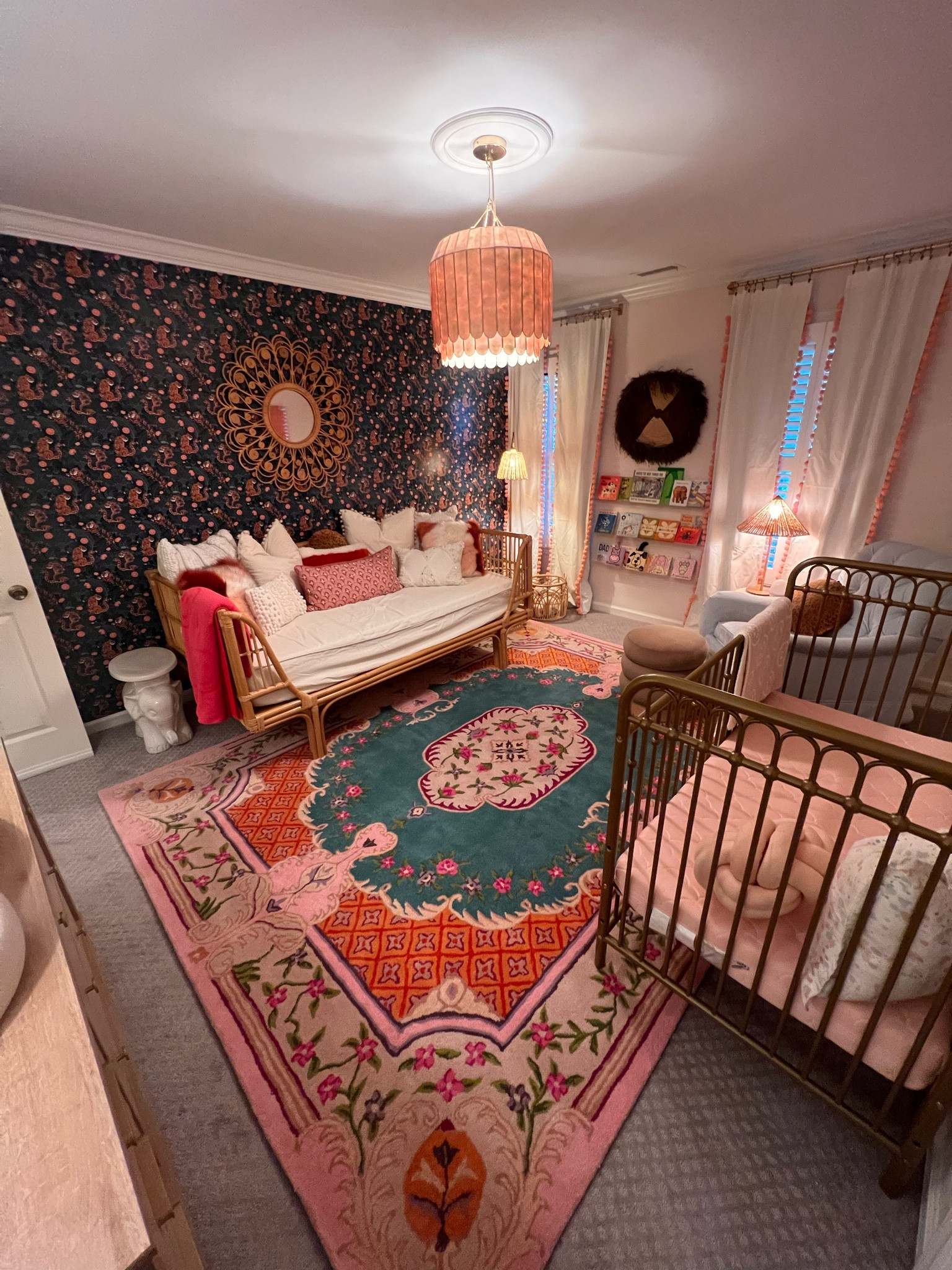 Baby #3’s nursery is complete! Basically just changed up the wallpaper and rug from what was in London’s nursery. Linked what I could! 🩷✨ I’m not a designer, but did my very best! 

#LTKkids #LTKbump #LTKhome