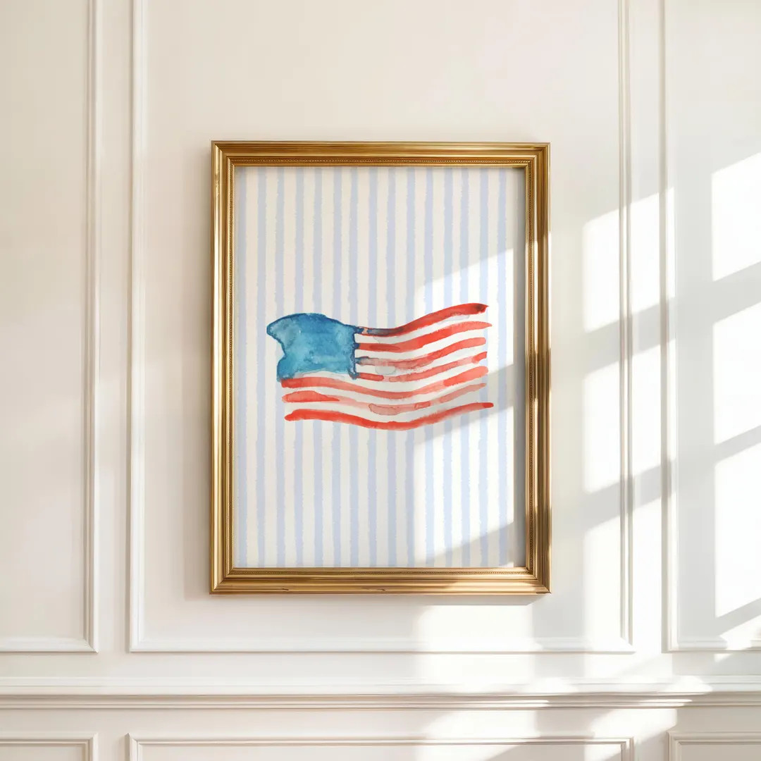 USA Flag Stripe Art Print – Modern Americana Decor, Stars and Stripes Poster, 4th of July Wall ... | Etsy (US)
