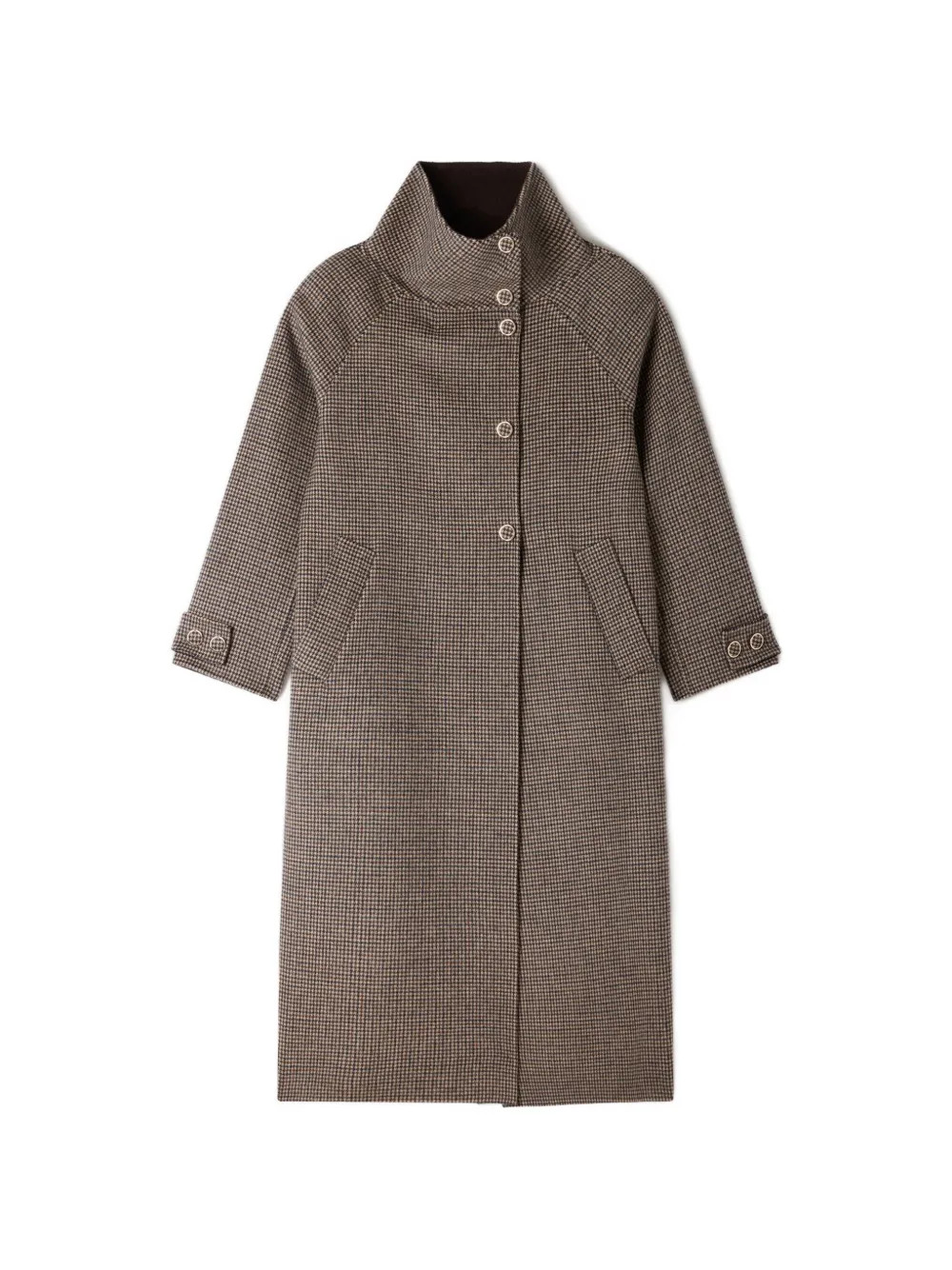 SANDRO houndstooth single-breasted coat - Brown | Farfetch Global