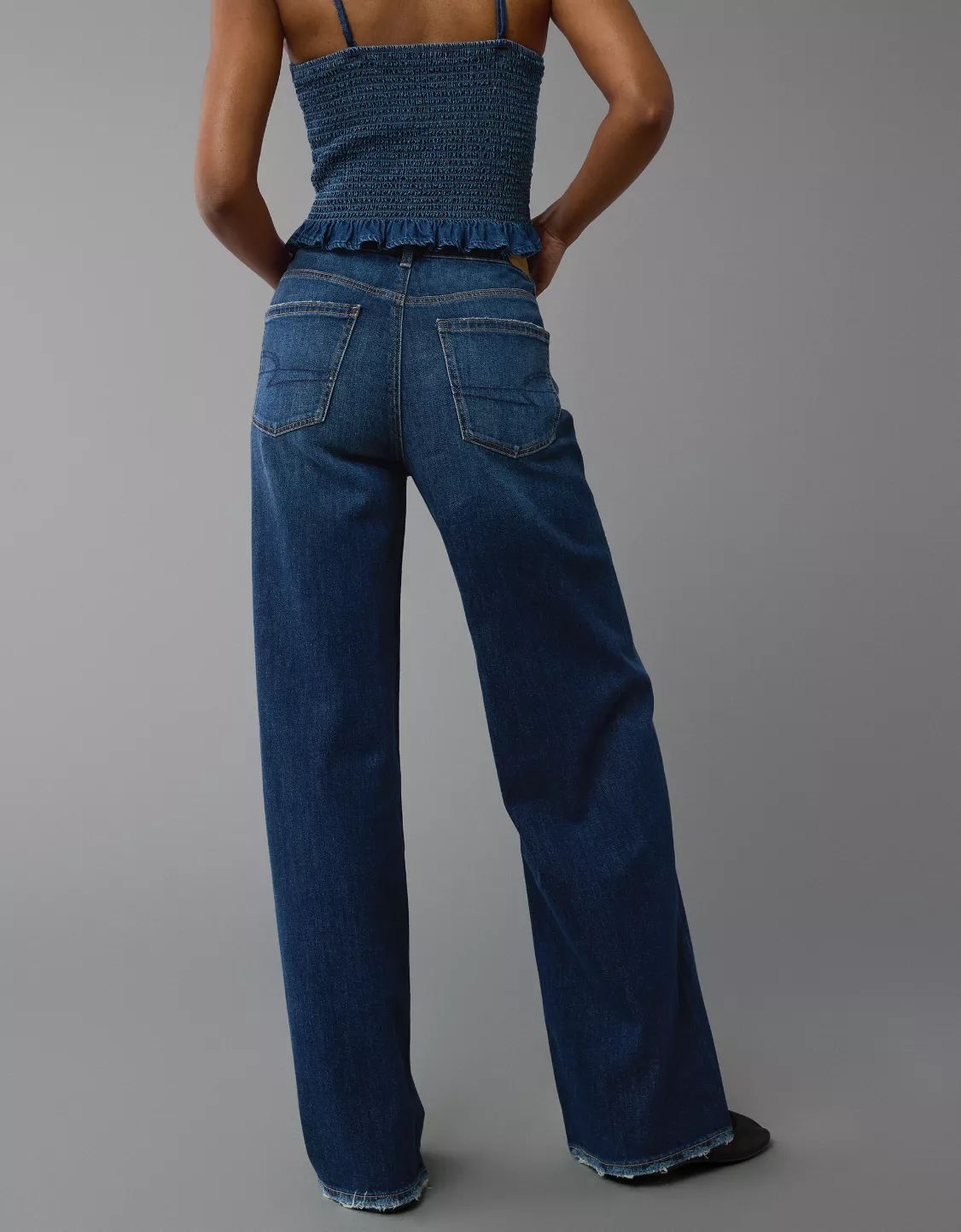 AE Dreamy Drape Stretch Super High-Waisted Baggy Wide-Leg Jean | American Eagle Outfitters (US & CA)