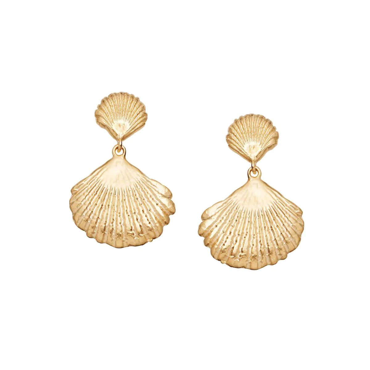 Double Shell Earrings 18ct Gold Plate | Daisy London Jewellery