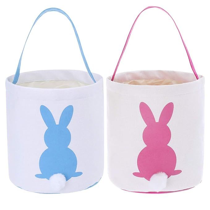 Easter Basket Bags Kids Bunny Tote Bag with Handles for Egg Hunts, Party, Toys, Candy and Gifts | Amazon (US)