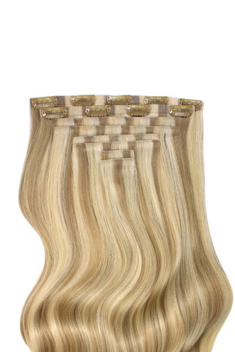 Latte Blonde - Invisible 20" Deluxe Clip In Remy Human Hair Extensions 200g | Foxy Locks