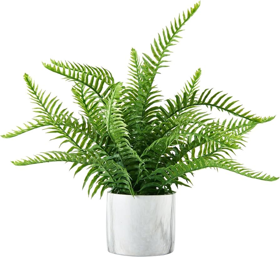 Elements Fern in Faux Marble Pot for Bathroom Farmhouse Faux Greenery Tabletop Centerpiece Mantel... | Amazon (US)