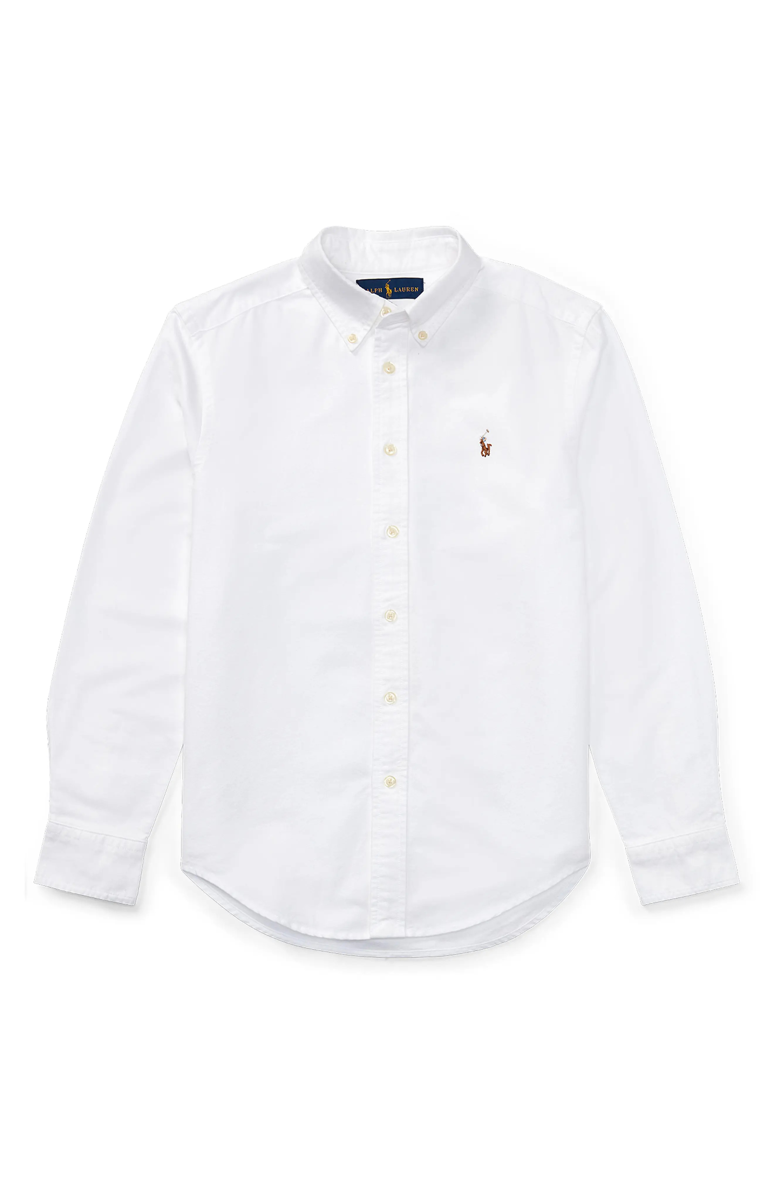 Polo Ralph Lauren Kids' Oxford Cotton Button-Down Shirt in White at Nordstrom, Size Xl | Nordstrom