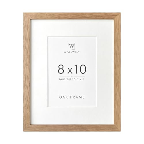 wallwisy 8x10 Picture Frame, Solid Oak Wood 8x10 Photo Frame with Mat to 5x7, 10x8 Picture Frames for Wall and Tabletop Display, Natural Oak 8 x 10 Frame, Set of 1 | Amazon (US)