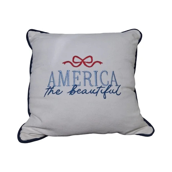 Celebrate It 14" America the Beautiful Embroidered Pillow , Red, White, & Blue Party Supplies and... | Walmart (US)