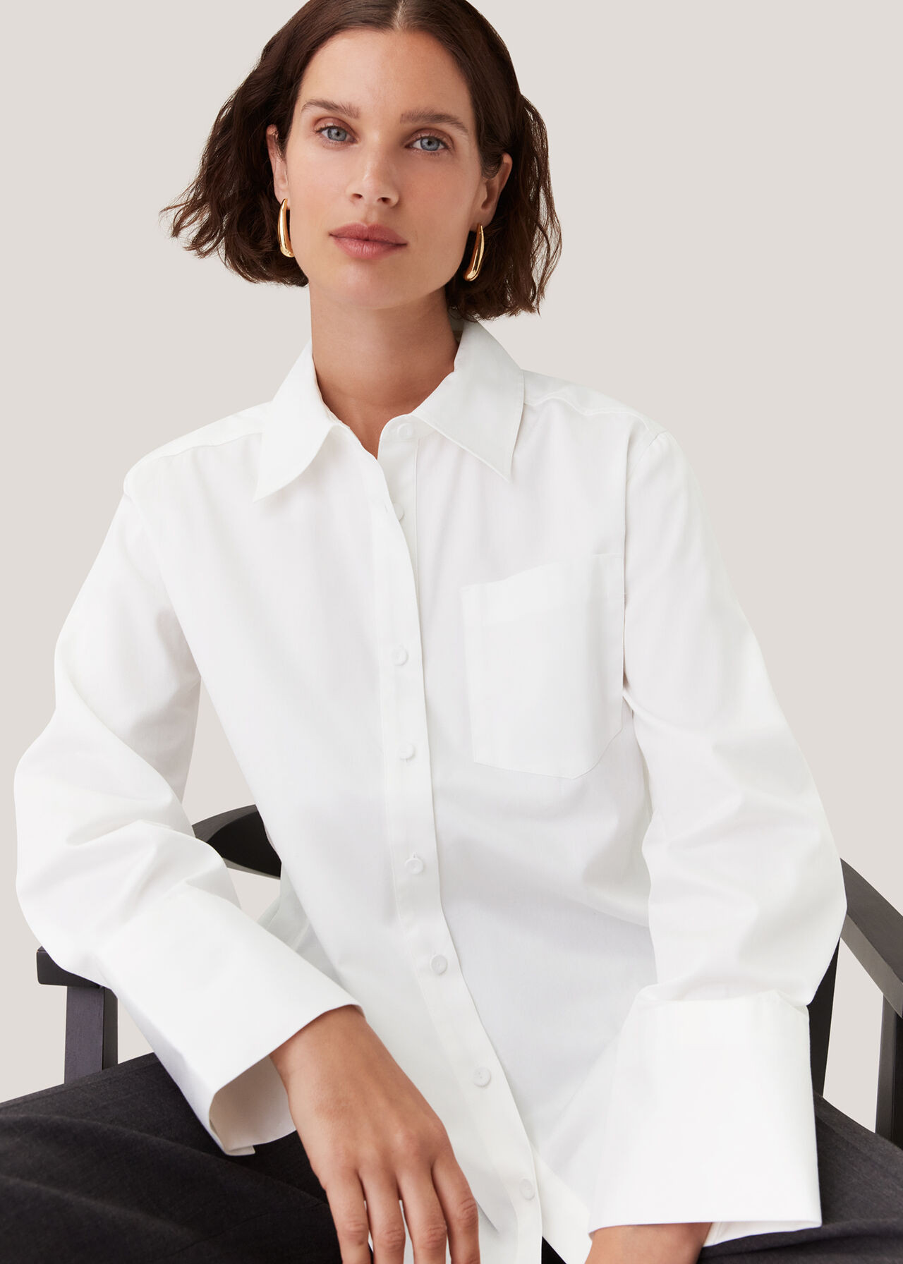 White Serena Cotton Shirt | WHISTLES | Whistles UK | | Whistles