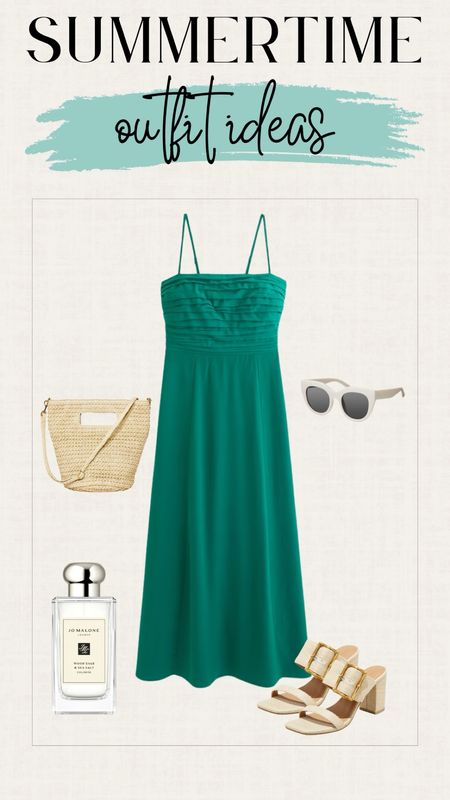 Summer outfits. Summer outfit ideas. Wedding guest dress. Dark green dress. Teal dress. Summer fashion. 

#LTKSeasonal #LTKWedding #LTKGiftGuide