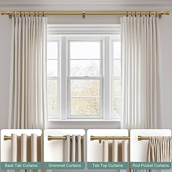 Warm Gold Curtain Rods for Windows 72 to 144 Inches Adjustable Length Heavy Duty 1" Diameter Bras... | Amazon (US)