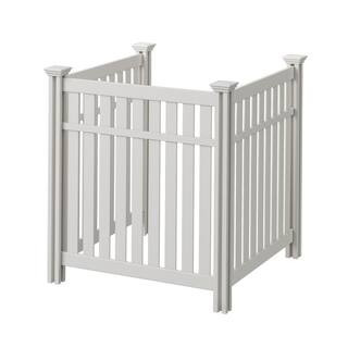 EC18016 4ft H x 3.6ft W x 4ft L Hartford White Vinyl Outdoor Privacy Screen, No-Dig, A/C Unit Hider (3-Fence Panels) | The Home Depot