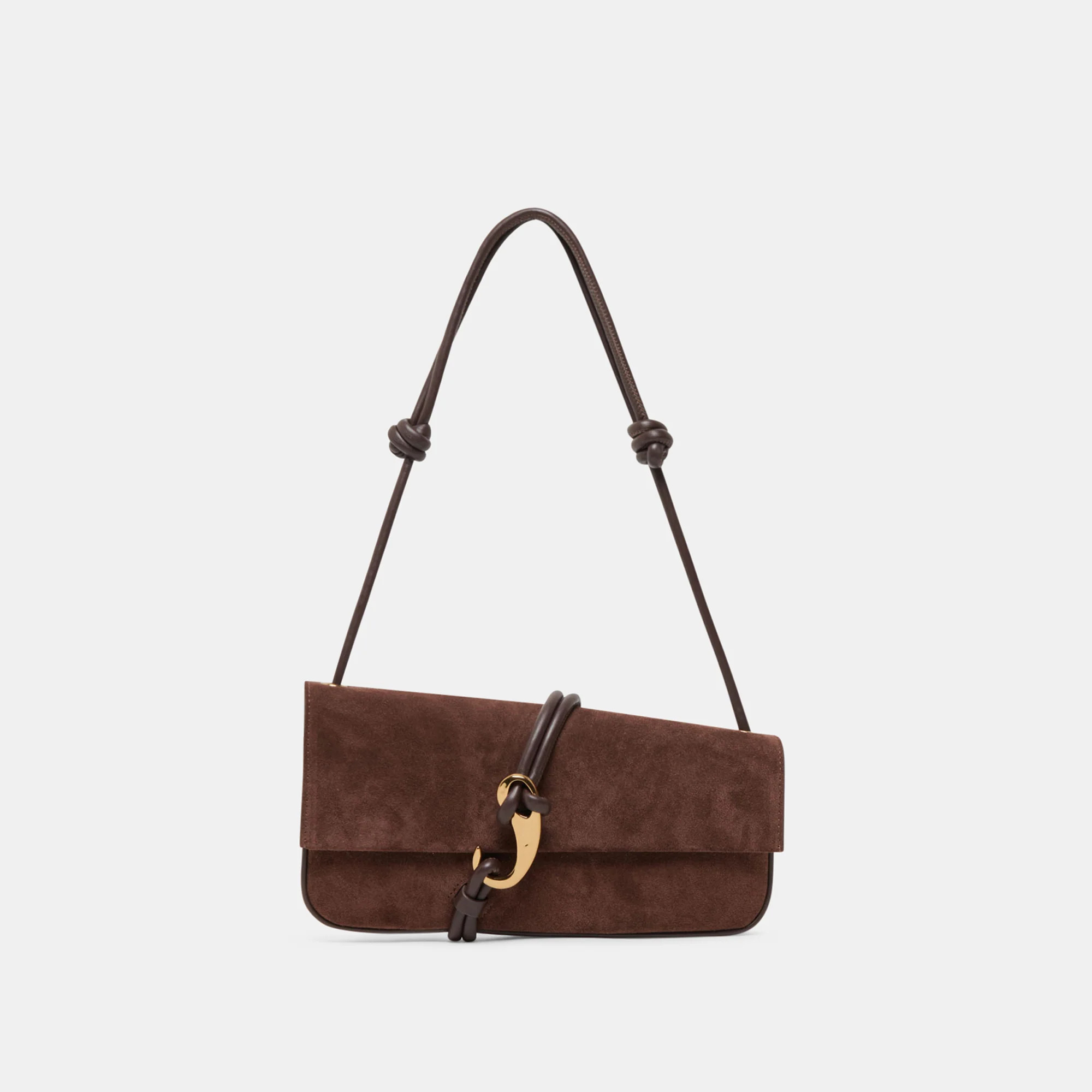 Alice Shoulder Bag Chocolate Suede | DolceVita.com