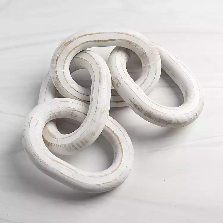 New! Distressed White Wooden Chain | Kirkland's Home